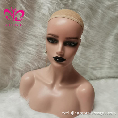REINE Realistic Mannequin Head with Shoulders PVC Mannequin Head with Shoulders for Wig Female Mannequin Head and Bust